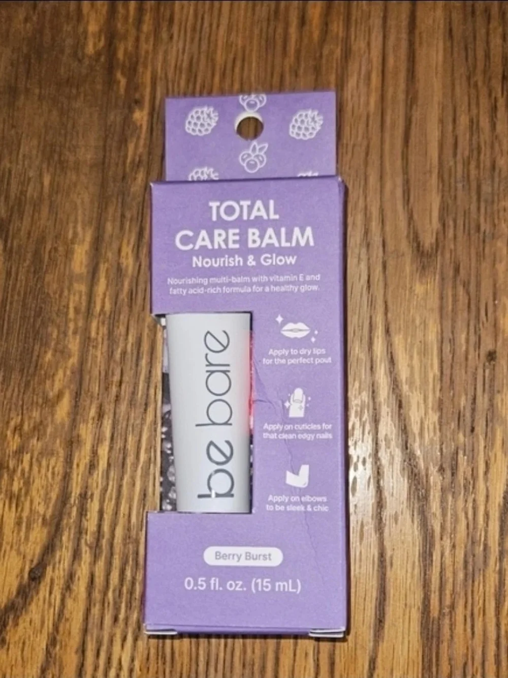 Naisture Be Bare Total Care Balm in Berry Burst 0.5 oz  BNIB.